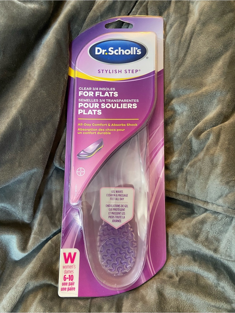 🦋3for$20Dr. Scholl's Clear 3/4 Insoles for Flats - Purple Packaging size 6-10
